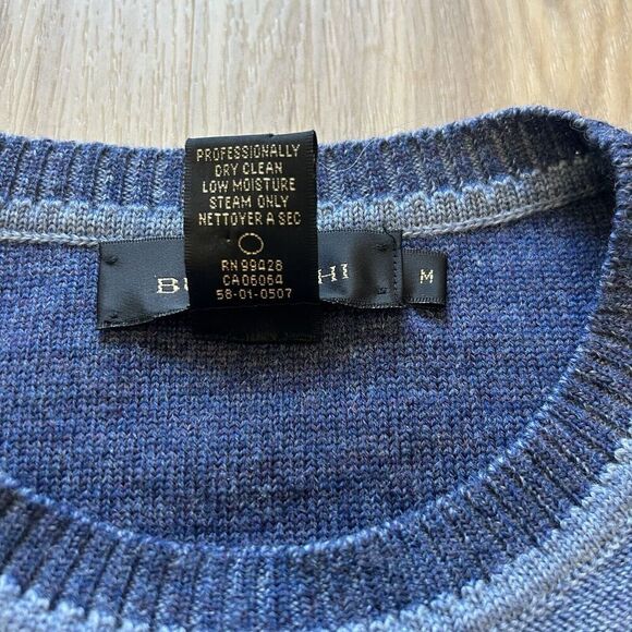 Bugatchi Uomo Blue Crewneck Sweater Size M 100% Pure New Merino Wool Grandpa EUC - Picture 6 of 9